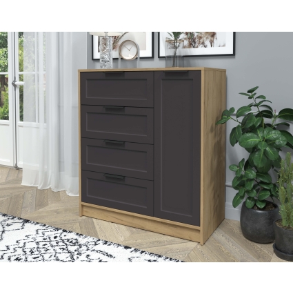 Тумба Тренд КТ-Т90 (Дуб золотой ЛДСП/ Пепел ЛМДФ) Ш900 В1020 Г451